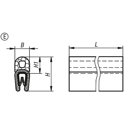 Produktbild von KIPP - KANTENSCHUTZ-DICHTPROFIL 2000X6,5X15, FORM:E, PVC SCHWARZ, KOMP:EPDM