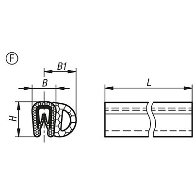 Produktbild von KIPP - KANTENSCHUTZ-DICHTPROFIL 20000X7X10, FORM:F, PVC SCHWARZ, KOMP:EPDM L=20