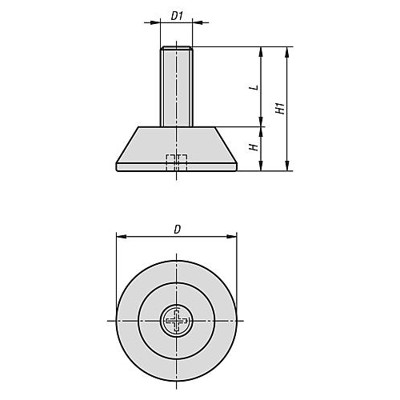 Produktbild von KIPP - STELLFUß RUND M08X16, D=47, POLYAMID, KOMP:STAHL