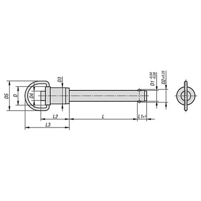 Produktbild von KIPP - KUGELSPERRBOLZEN MIT RINGGRIFF, D1=12, L=40, L1=10, L5=50, EDELSTAHL, KO