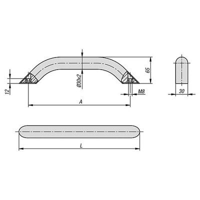 Produktbild von KIPP - ROHRGRIFF RUND, ALUMINIUM SCHWARZ PULVERBESCHICHTET, A=300
