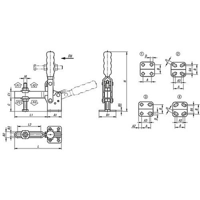 Produktbild von KIPP - SCHNELLSPANNER VERTIKAL STANDARD, FUß WAAGRECHT F2=7000, VERSTELLB. ANDR