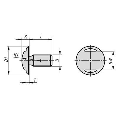 Produktbild von KIPP - KUGELKOPFSCHRAUBE M05X6, SW=8, EDELSTAHL 1.4404 POLIERT