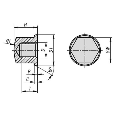Produktbild von KIPP - HUTMUTTER M04, SW=7 EDELSTAHL A4 1.4404, POLIERT