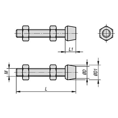 Produktbild von KIPP - ANDRUCKSPINDEL MIT DRUCKSTÜCK, M12, L=100, STAHL, KOMP:NEOPREN