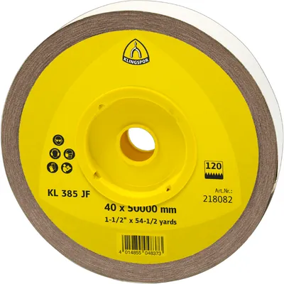 Produktbild von KLINGSPOR - Schleifgewebe-Sparrolle KL 385 JF, 40 x 50000mm Korn 240, 1 Rolle