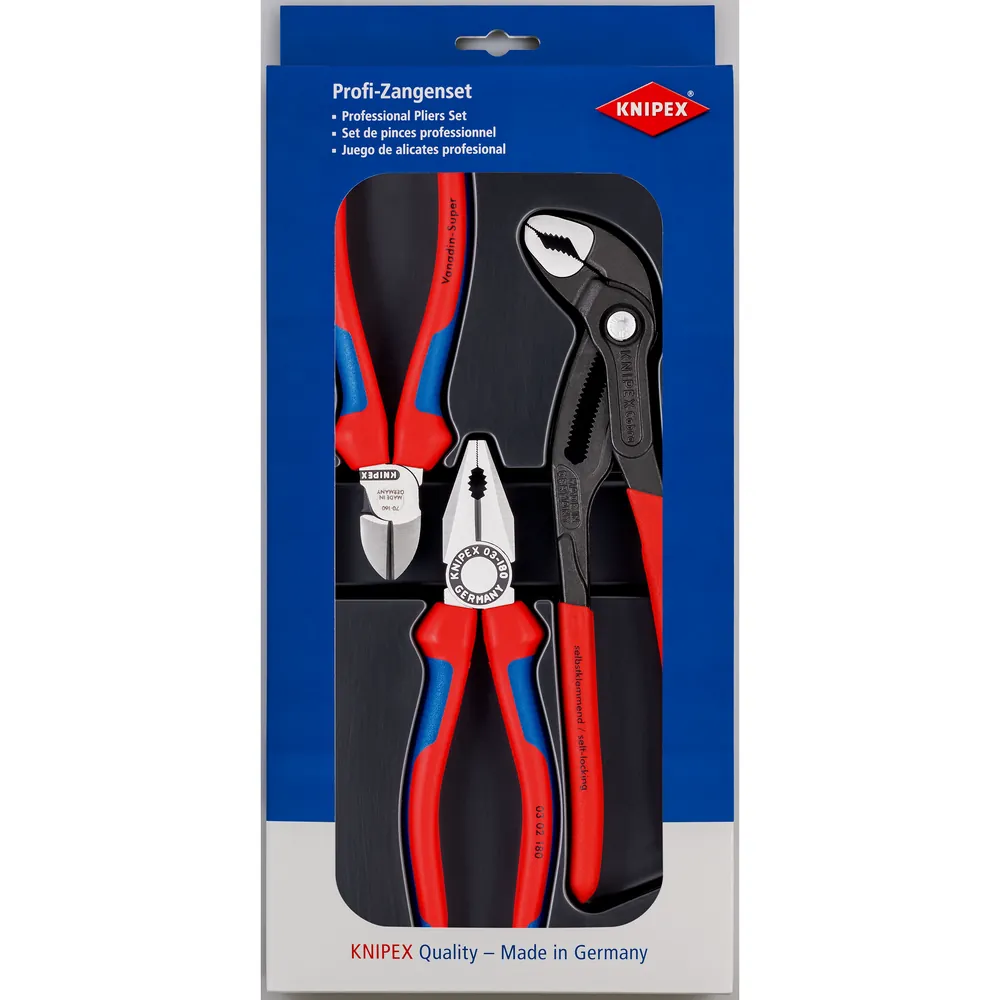 KNIPEX Zangen-Set 00 20 09 V01 3-teilig Kunststoffverpackung Produktbild img1 L