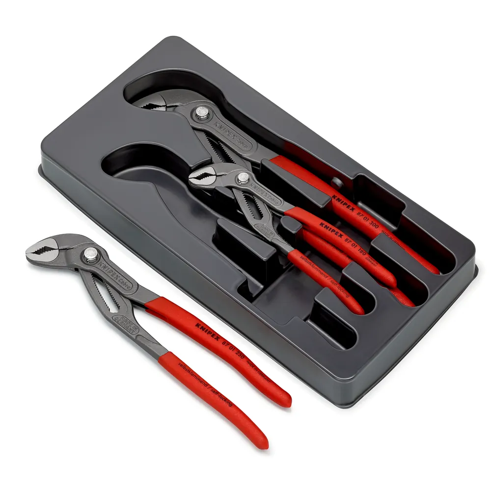 KNIPEX Wasserpumpenzangen-Set 00 20 09 V02 3-teilig Kunststoffverpackung Produktbild img2 L