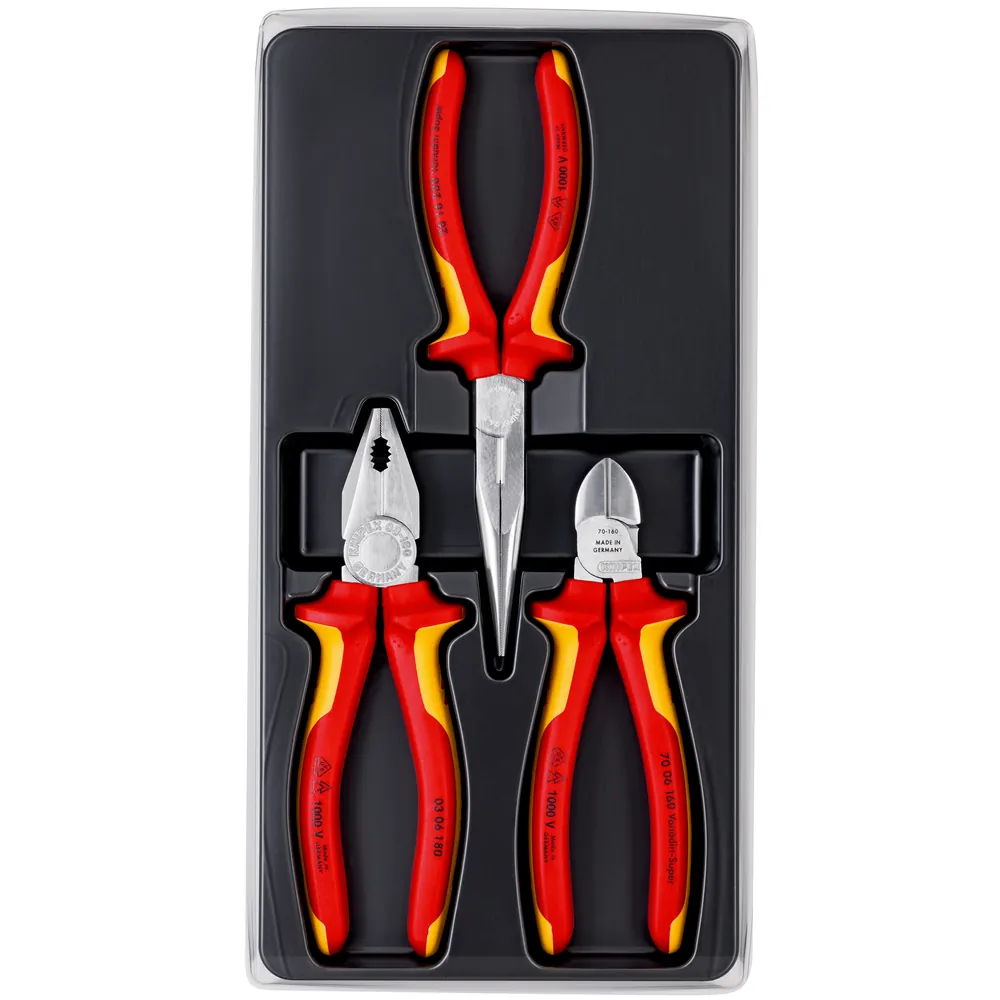 KNIPEX Zangen-Set 00 20 12 3-teilig Kunststoffverpackung Produktbild img2 L