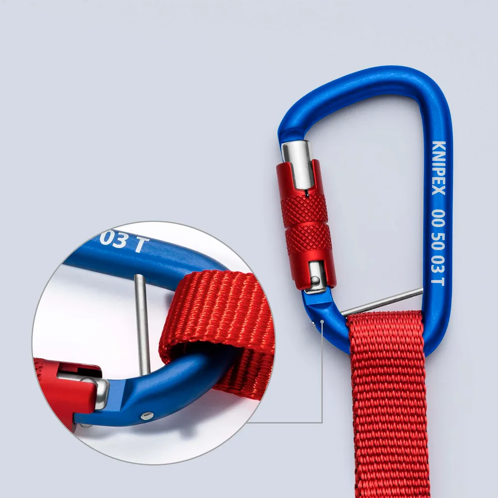 KNIPEX Fangleine für Werkzeuge bis 6 kg mit fixiertem Materialkarabiner 005012TBK Produktbild img2 L