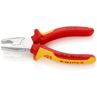 Produktbild von KNIPEX® - Kombizange 03 06 160 verchromt Mehrkomponenten VDE isoliert 160mm