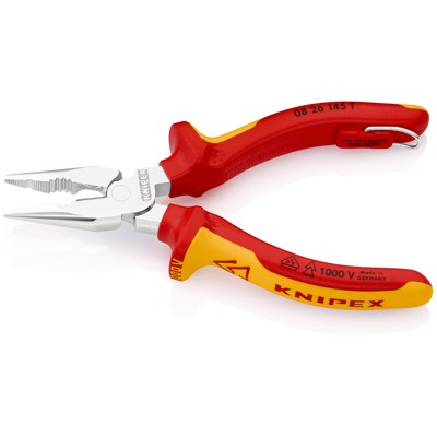 Produktbild von KNIPEX® - Spitz-Kombizange 08 26 145 T verchromt Mehrkomp. mit Öse VDE 145mm