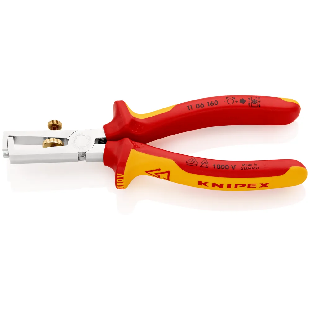 KNIPEX Abisolierzange 11 06 160 verchromt Mehrkomponenten VDE Ø5mm 10mm² 160mm Produktbild img1 L