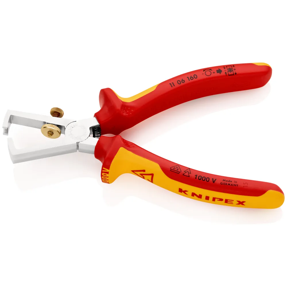 KNIPEX Abisolierzange 11 06 160 verchromt Mehrkomponenten VDE Ø5mm 10mm² 160mm Produktbild img2 L