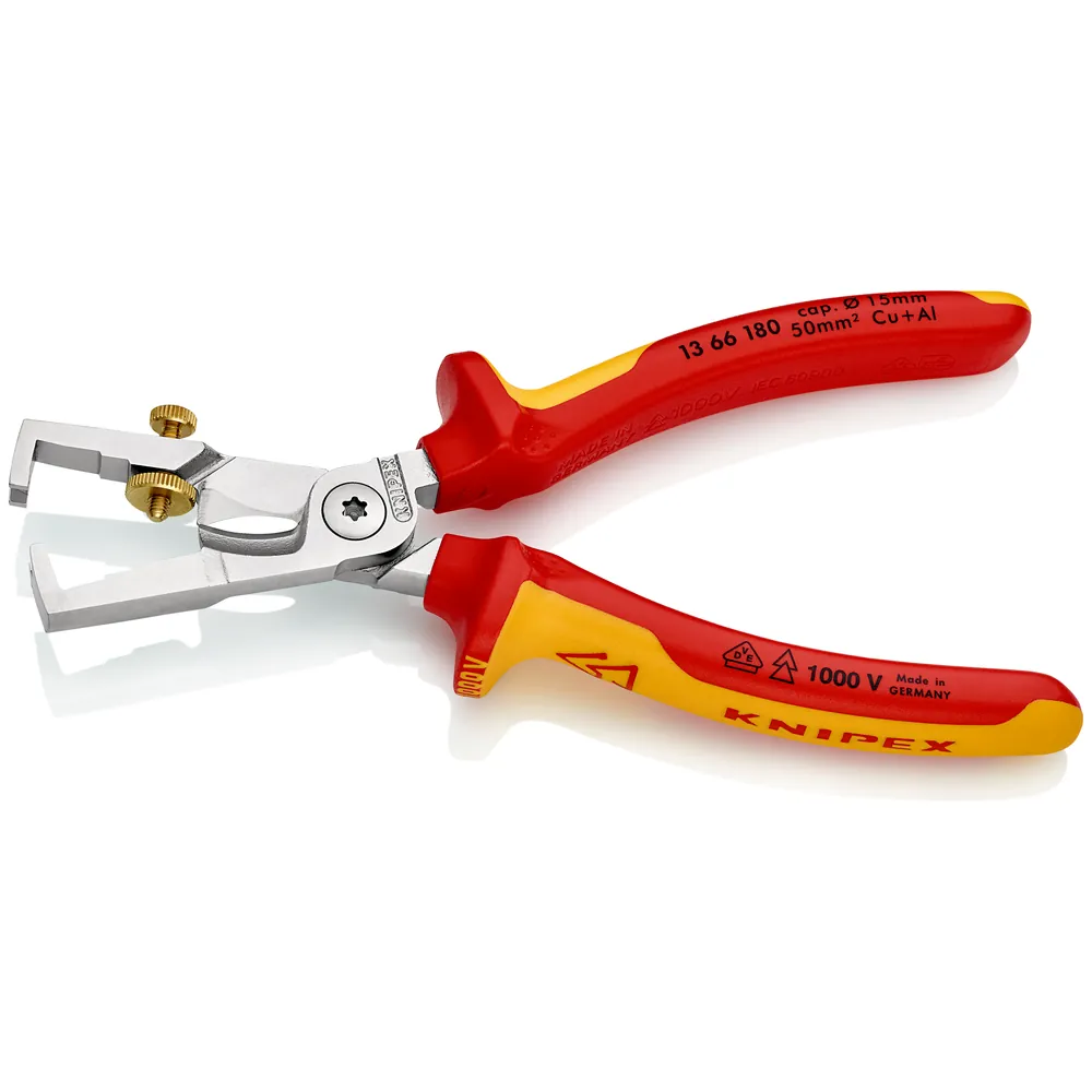 KNIPEX Abisolierzange StriX® 13 66 180 poliert Mehrkomp. VDE Ø5mm 10mm² 180mm Produktbild img2 L