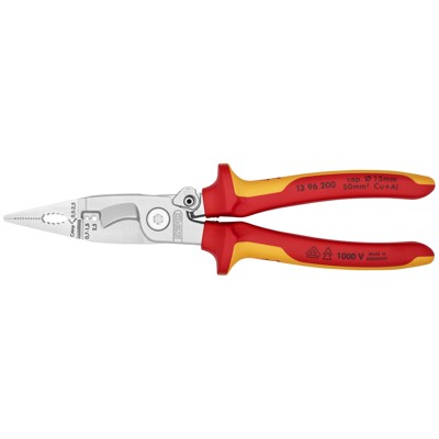 Produktbild von KNIPEX® - Elektro-Installationszange 13 96 200 verchromt Mehrkomp. VDE 200mm