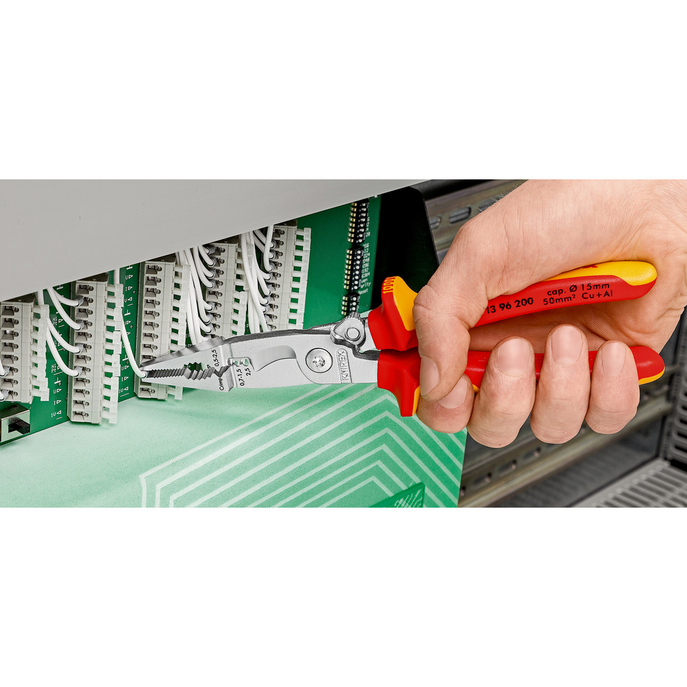 KNIPEX Elektro-Installationszange 13 92 200 poliert Mehrkomponenten 200mm Produktbild img3 L