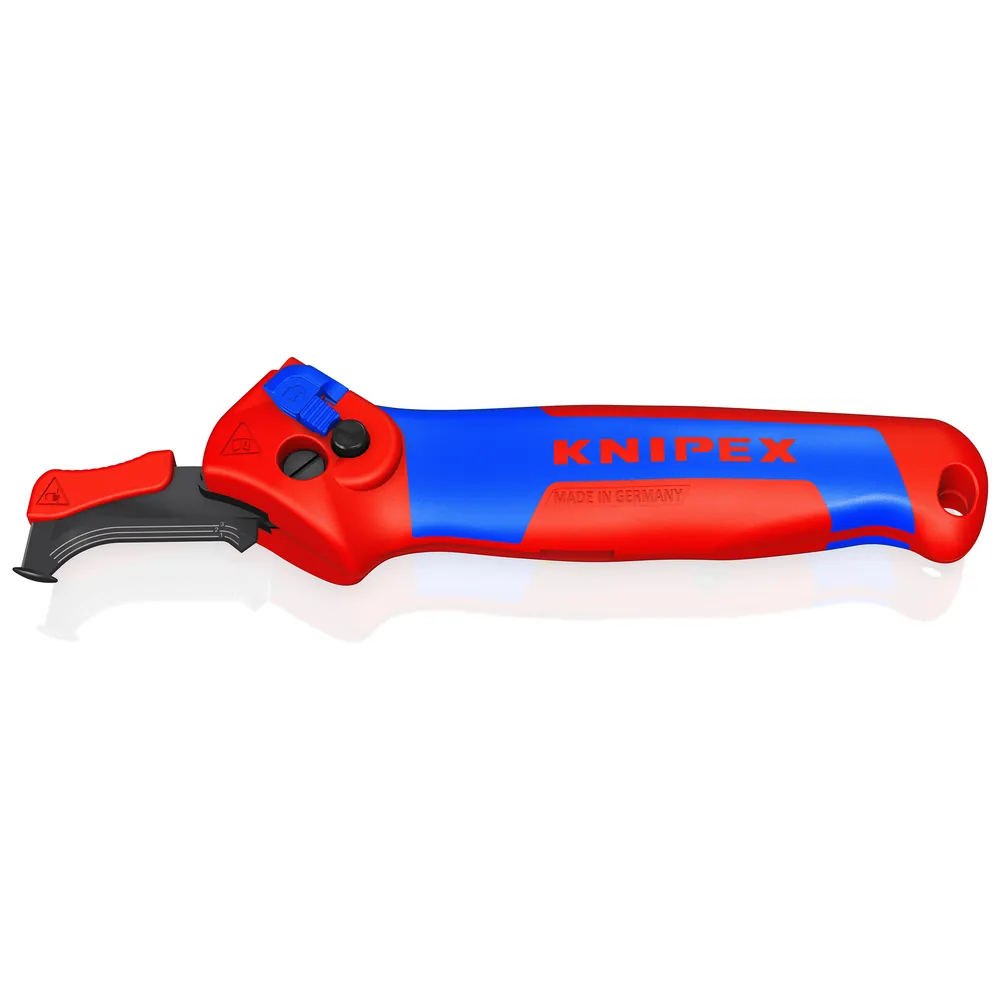 KNIPEX Abmantelungsmesser mit Gleitschuh und Ratschenfunktion 146 mm 1650145SB Produktbild img2 L