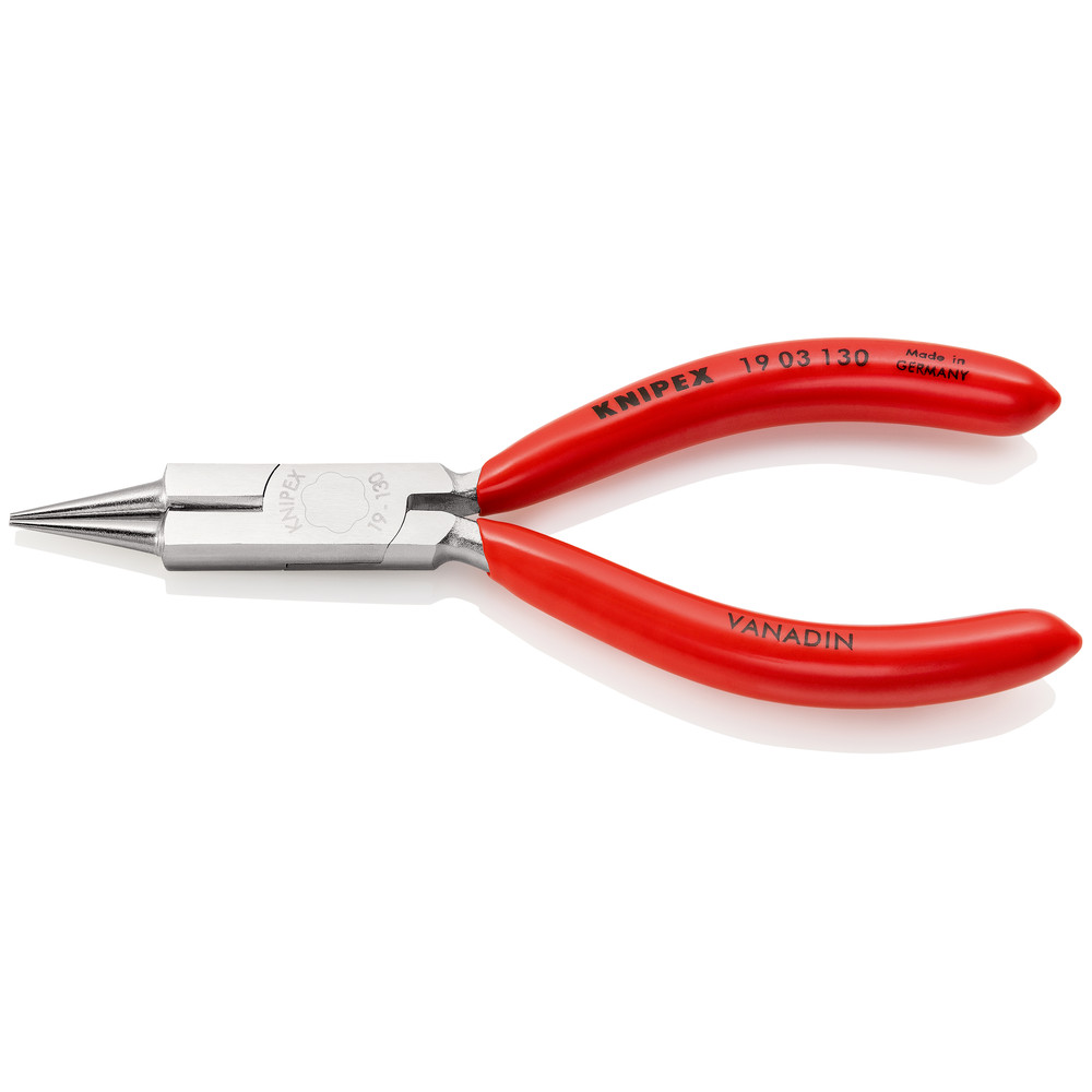 KNIPEX® Rundzange mit Schneide 19 03 130 verchromt kunststoffüberzogen 130mm Produktbild img1 L