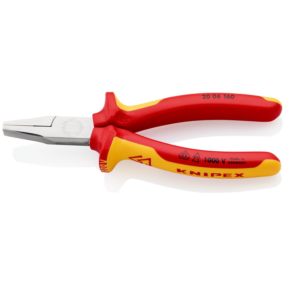 KNIPEX® Flachzange 20 06 160 flach verchromt Mehrkomponenten VDE isoliert 160mm Produktbild img1 L