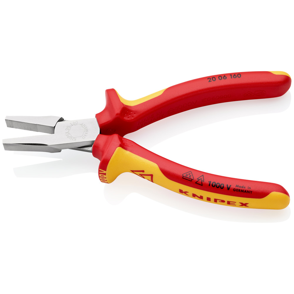 KNIPEX® Flachzange 20 06 160 flach verchromt Mehrkomponenten VDE isoliert 160mm Produktbild img2 L