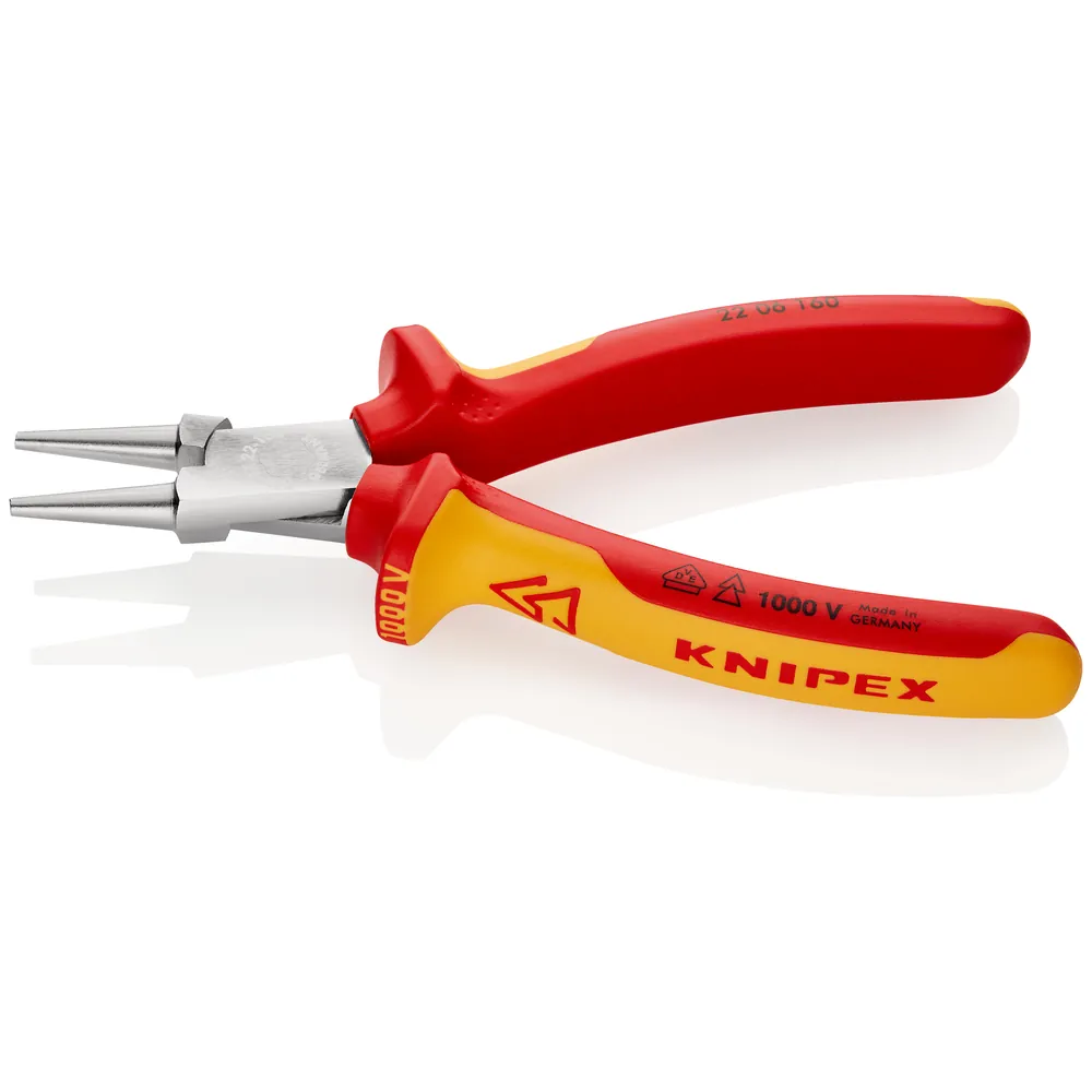 KNIPEX Rundzange 22 06 160 rund, spitz zulaufend verchromt Mehrkomp. VDE 160mm Produktbild img2 L