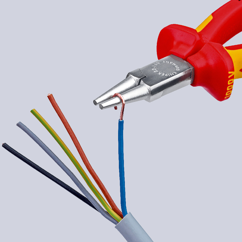 KNIPEX® Rundzange 22 06 160 rund, spitz zulaufend verchromt Mehrkomp. VDE 160mm Produktbild img3 L