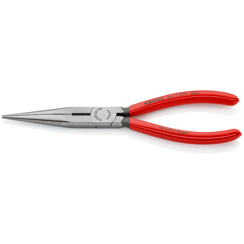 KNIPEX Flachrundzange mit Schneide (Storchschnabelzange) mit Kunststoff überzogen schwarz atramentiert Produktbild img1 L