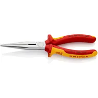 KNIPEX Flachrundzange mit Schneide (Storchschnabelzange) isoliert mit Mehrkomponenten-Hüllen, VDE-geprüft verchromt Produktbild