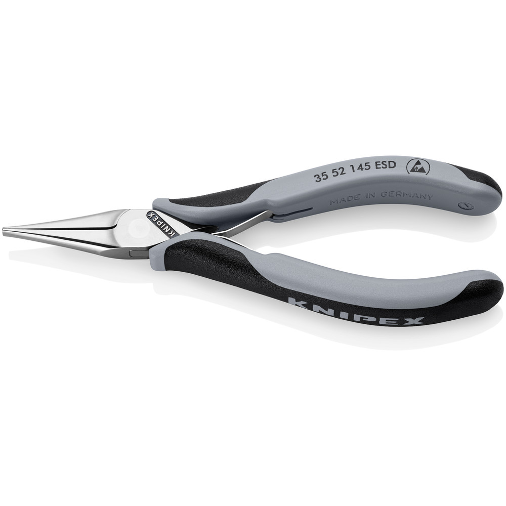 KNIPEX Elektronik-Greifzangen ESD, mit durchgestecktem Gelenk spiegelpoliert, mit Mehrkomponenten-Hüllen 145 mm 3552145ESD Produktbild img1 L