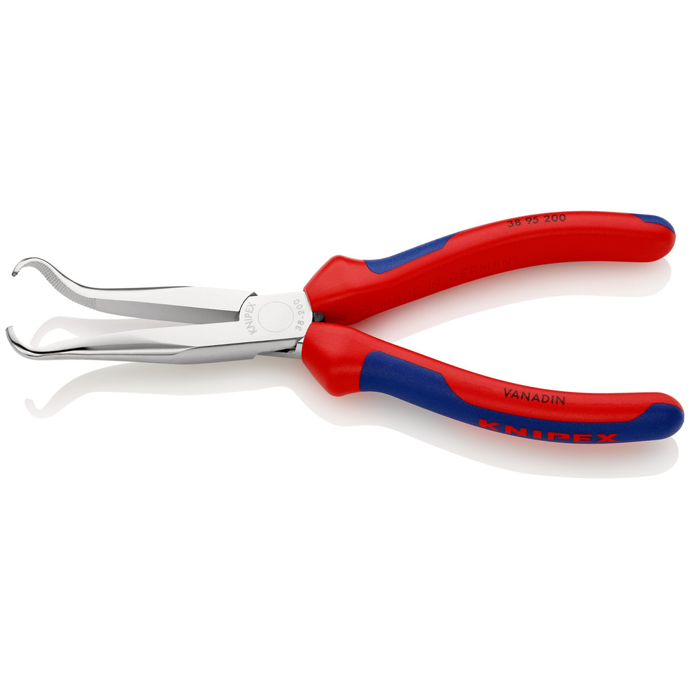 KNIPEX Mechanikerzange 38 95 200 flachrund mit Ringsp. 45° verchr. MK 200mm Produktbild img2 L