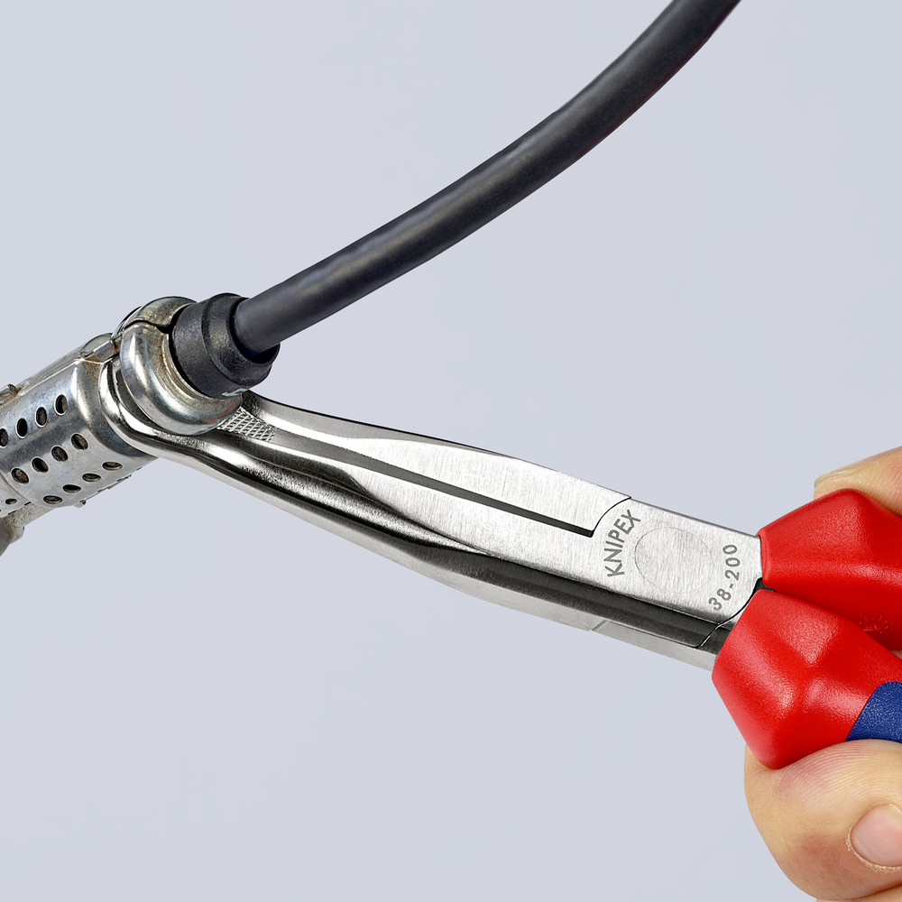 KNIPEX Mechanikerzange 38 95 200 flachrund mit Ringsp. 45° verchr. MK 200mm Produktbild img6 L