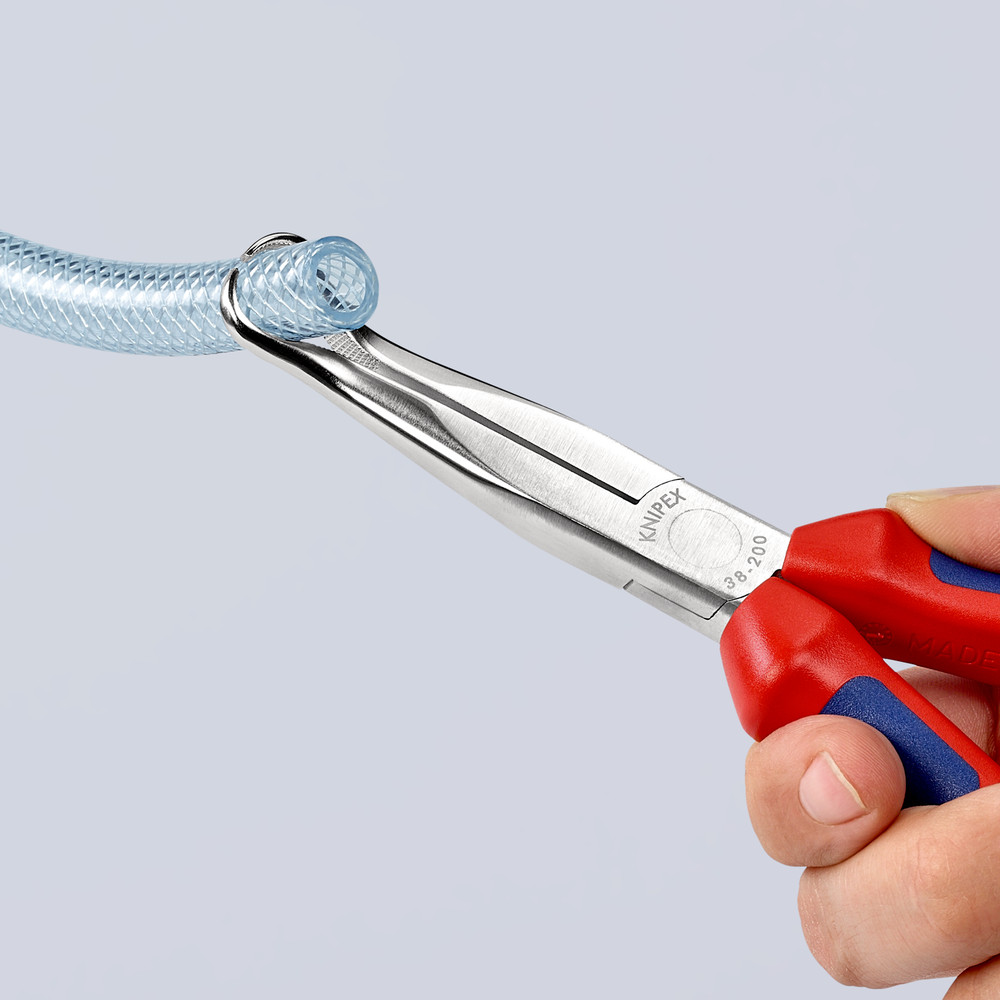 KNIPEX Mechanikerzange 38 95 200 flachrund mit Ringsp. 45° verchr. MK 200mm Produktbild img10 L