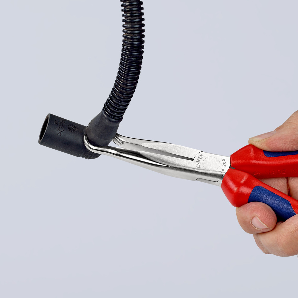 KNIPEX Mechanikerzange 38 95 200 flachrund mit Ringsp. 45° verchr. MK 200mm Produktbild img11 L