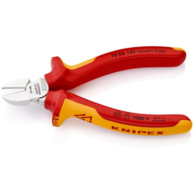 Produktbild von KNIPEX® - Seitenschneider 70 06 140 verchromt Mehrkomponenten VDE isoliert 140m