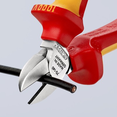 Produktbild von KNIPEX® - Seitenschneider 70 06 140 verchromt Mehrkomponenten VDE isoliert 140m