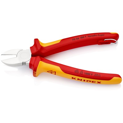 Produktbild von KNIPEX® - Seitenschneider 70 06 180 T verchr. Mehrkomp. mit Öse VDE isoliert 18