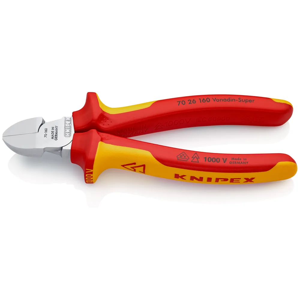 KNIPEX Seitenschneider isoliert mit Mehrkomponenten-Hüllen, VDE-geprüft verchromt Produktbild img1 L