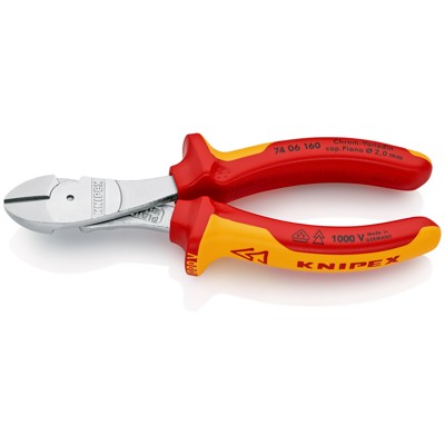 Produktbild von KNIPEX® - Kraft-Seitenschneider 74 06 160 verchromt Mehrkomp. VDE isoliert 160m