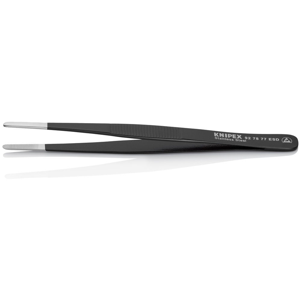 KNIPEX® Präzisions-Pinzette 92 78 77 ESD rostfrei gerade abgerundet geriffelt 145mm Produktbild img2 L