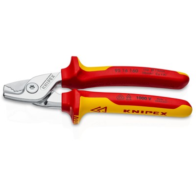 Produktbild von KNIPEX® - 95 16 160 VDE-Kabelschere, Stufenschnitt isoliert, Mehrkomponenten-Hü