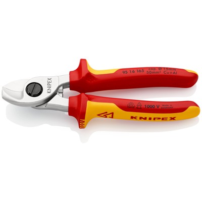 Produktbild von KNIPEX® - Kabelschere 95 16 165 verchromt Mehrkomponenten VDE ø15mm 165mm