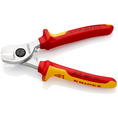 Produktbild von KNIPEX® - Kabelschere 95 16 165 verchromt Mehrkomponenten VDE ø15mm 165mm