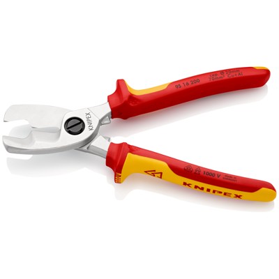 Produktbild von KNIPEX® - Kabelschere 95 16 200 Doppelschneide verchromt MK VDE ø20mm 200mm