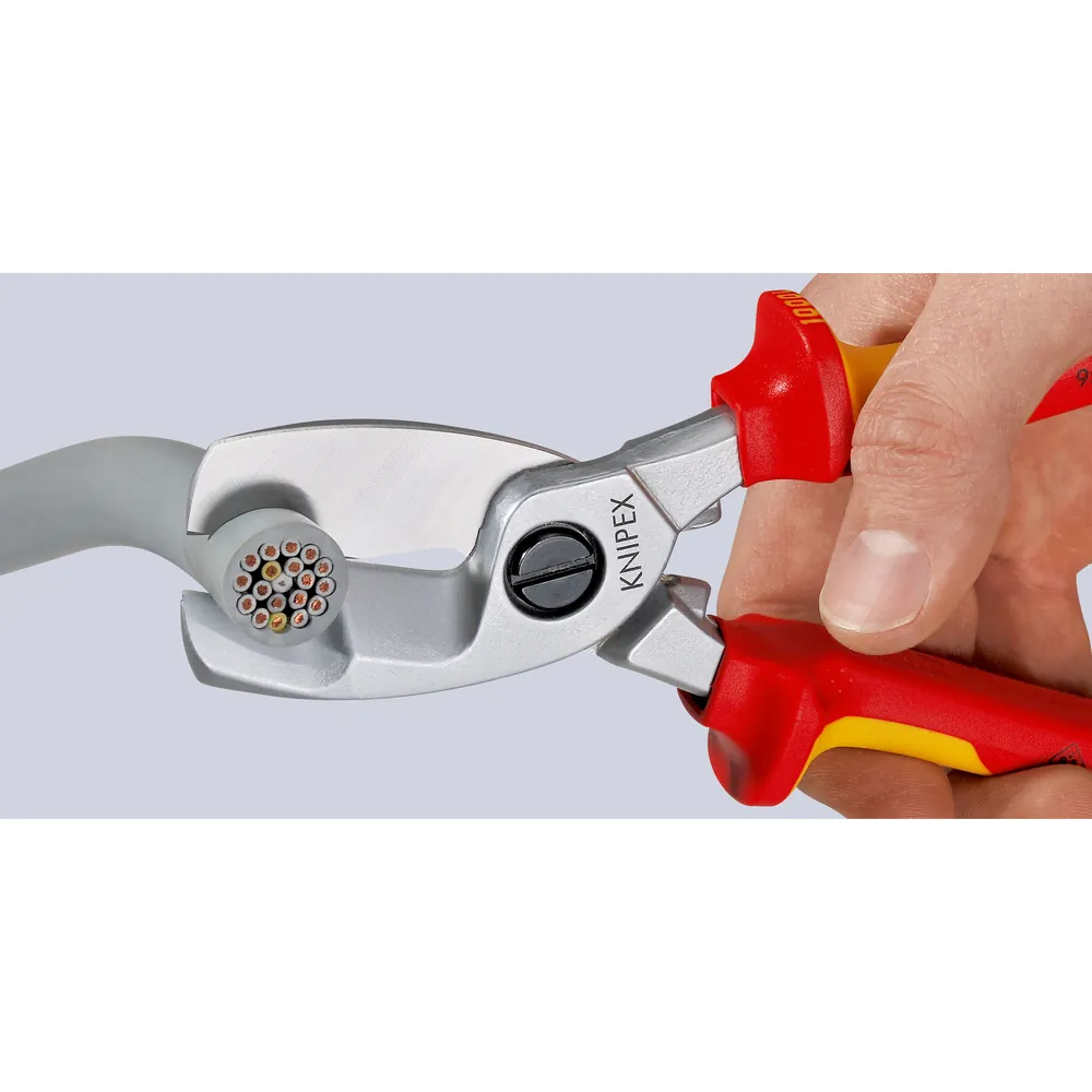 KNIPEX Kabelschere 95 16 200 Doppelschneide verchromt MK VDE ø20mm 200mm Produktbild img3 L