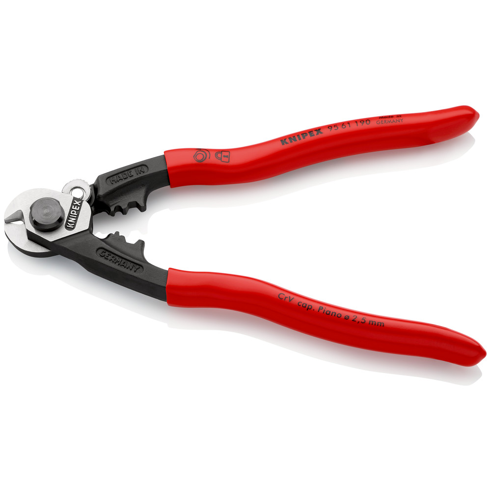KNIPEX® Drahtseilschere 95 61 190 poliert kunststoffüberzogen ø5 190mm Produktbild img2 L