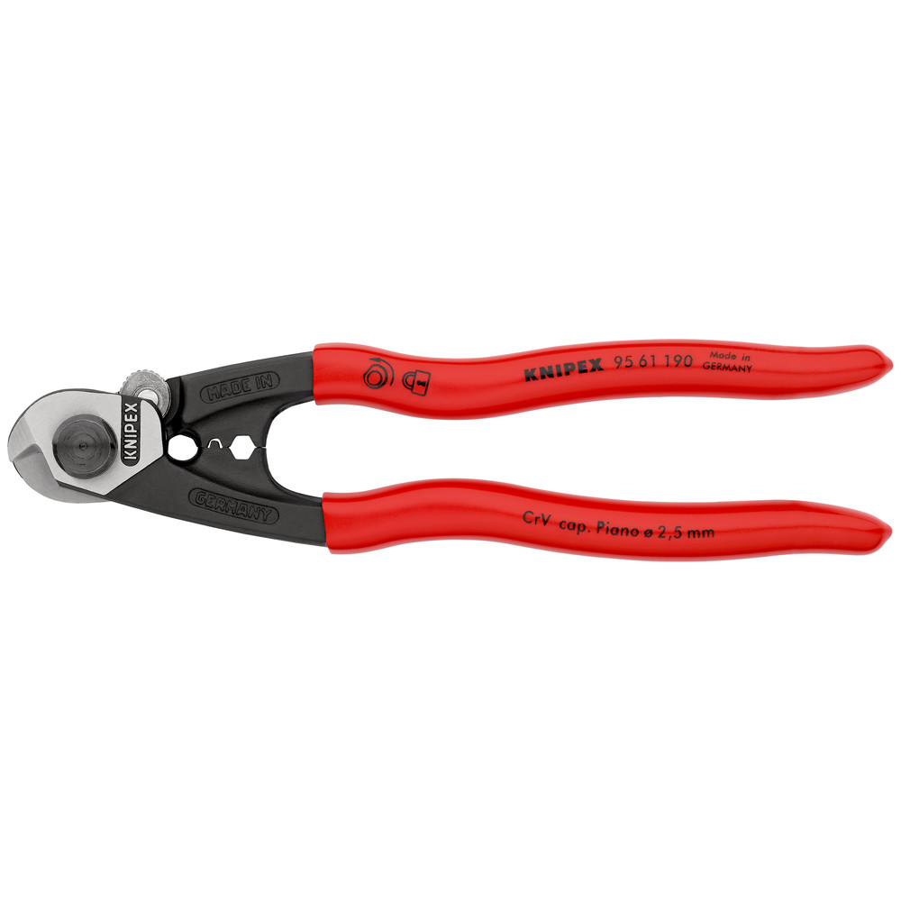 KNIPEX® Drahtseilschere 95 61 190 poliert kunststoffüberzogen ø5 190mm Produktbild img1 L