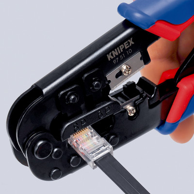 Produktbild von KNIPEX® - Crimpzange 97 51 10 SB Westernstecker brüniert MK RJ 11/12 RJ 45 190m