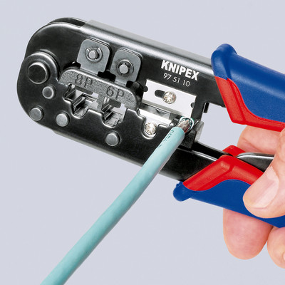 Produktbild von KNIPEX® - Crimpzange 97 51 10 SB Westernstecker brüniert MK RJ 11/12 RJ 45 190m