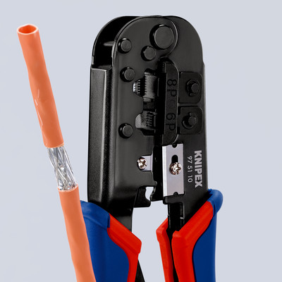 Produktbild von KNIPEX® - Crimpzange 97 51 10 SB Westernstecker brüniert MK RJ 11/12 RJ 45 190m